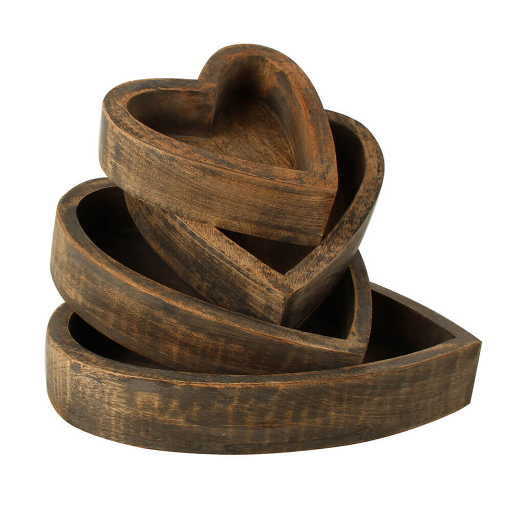 Harmony Mango Wood Heart Box (uppsättning av 4)