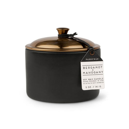 Hygge Bergamot Mahogony Candle in Ceramic (Black)