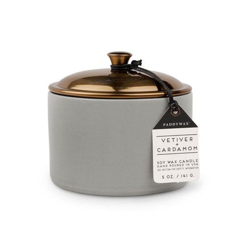 Hygge Vetiver Cardamom Candle in Ceramic (Grey)