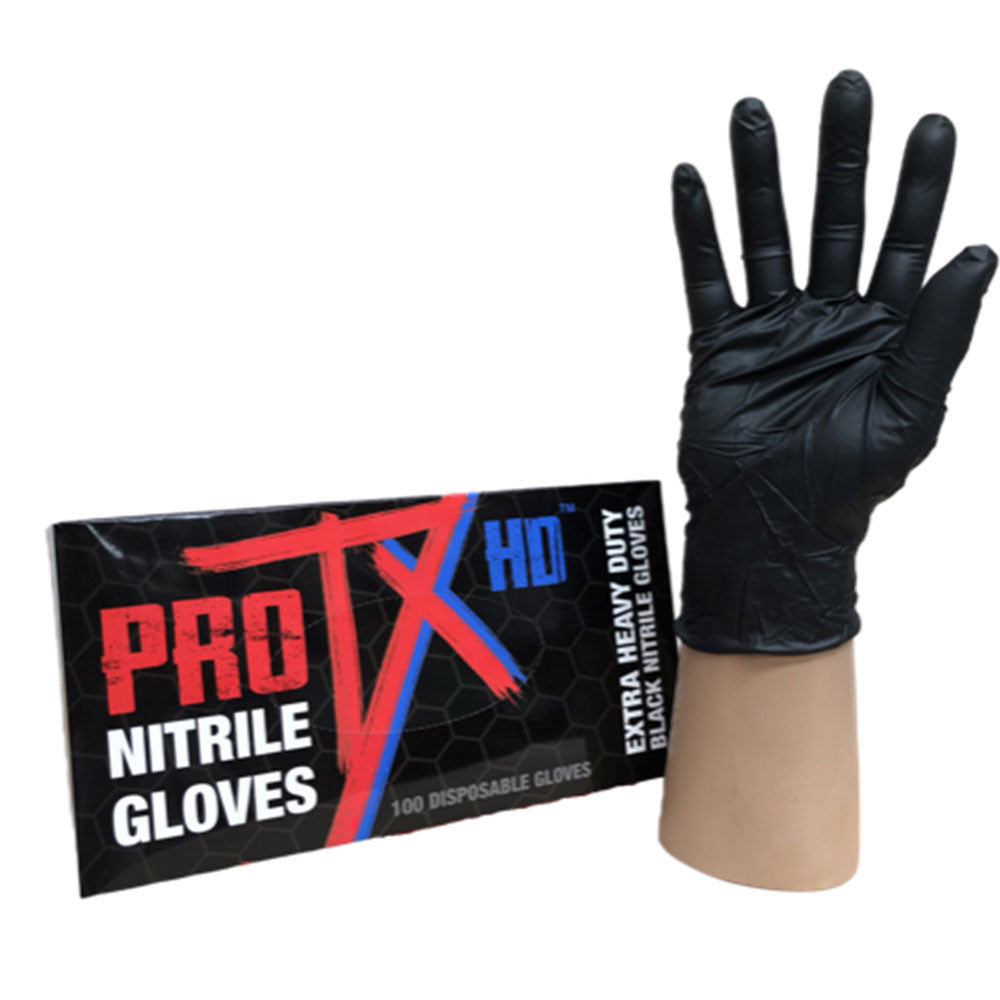 Luvas de nitrila de serviço pesado Pro Tx HD 100pcs (preto)