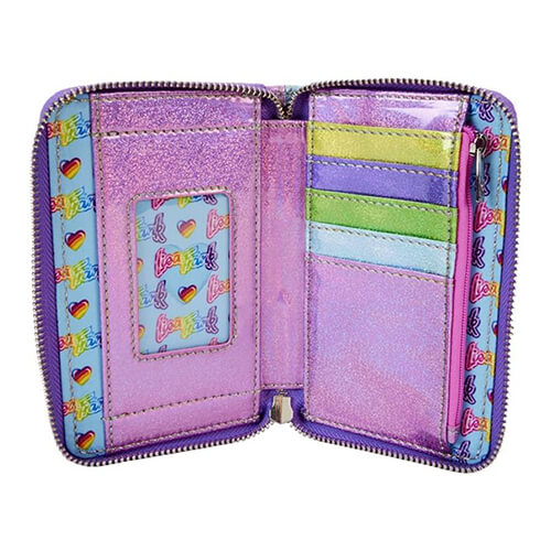 Lisa Frank Holographic Glitter Color Block Zip Around Wallet