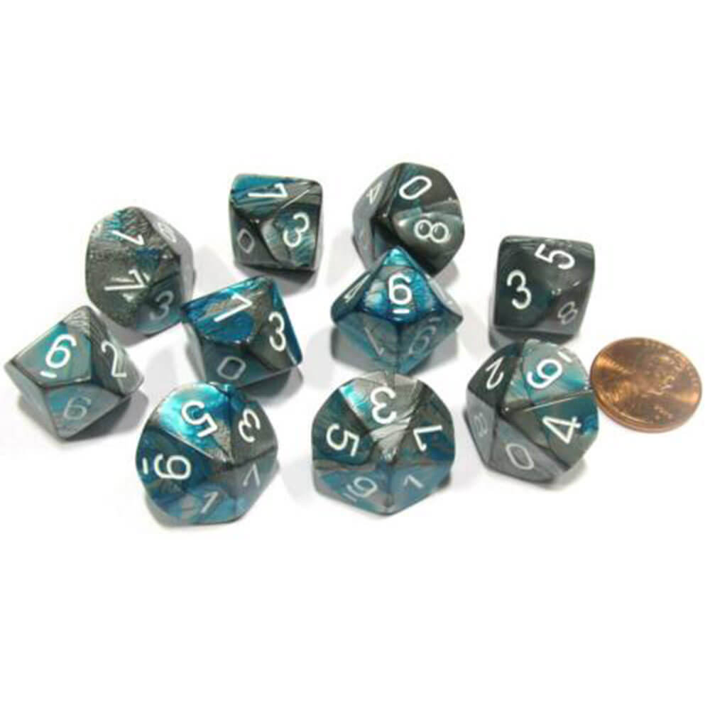  Chessex D10 Polyedrisches Gemini-Set mit 10 Würfeln