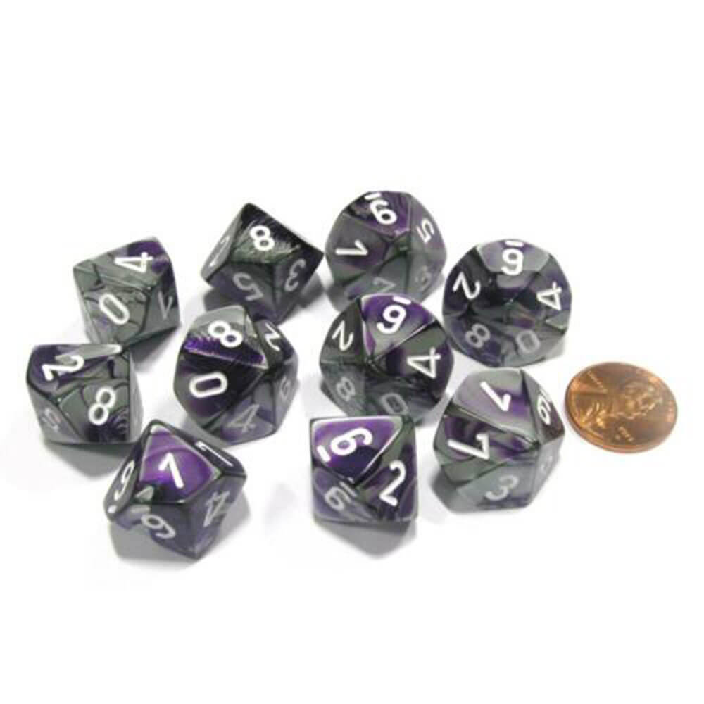  Chessex D10 Polyedrisches Gemini-Set mit 10 Würfeln