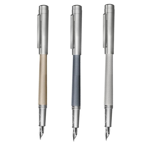 Guilloche Rhodium Coated 18k Fountain Pen (Slim)