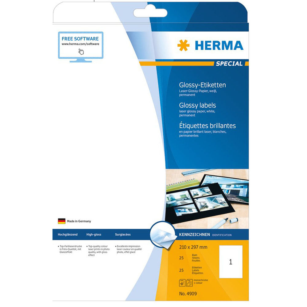 Herma Laser Glossy Labels A4 25pc (vit)