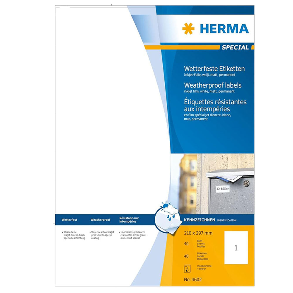 Herma Weatherproof Inkjet Etykiety A4 40pc