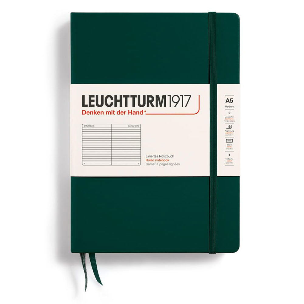 Leuchtturm Hardcover styrede notebook A5 (grøn)