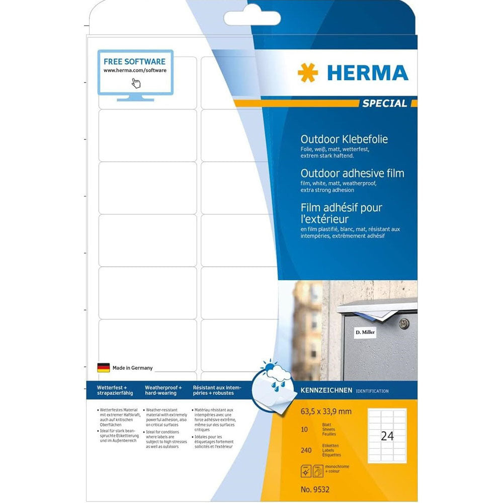 Herma Outdoor Film Labels A4 10pc (White)