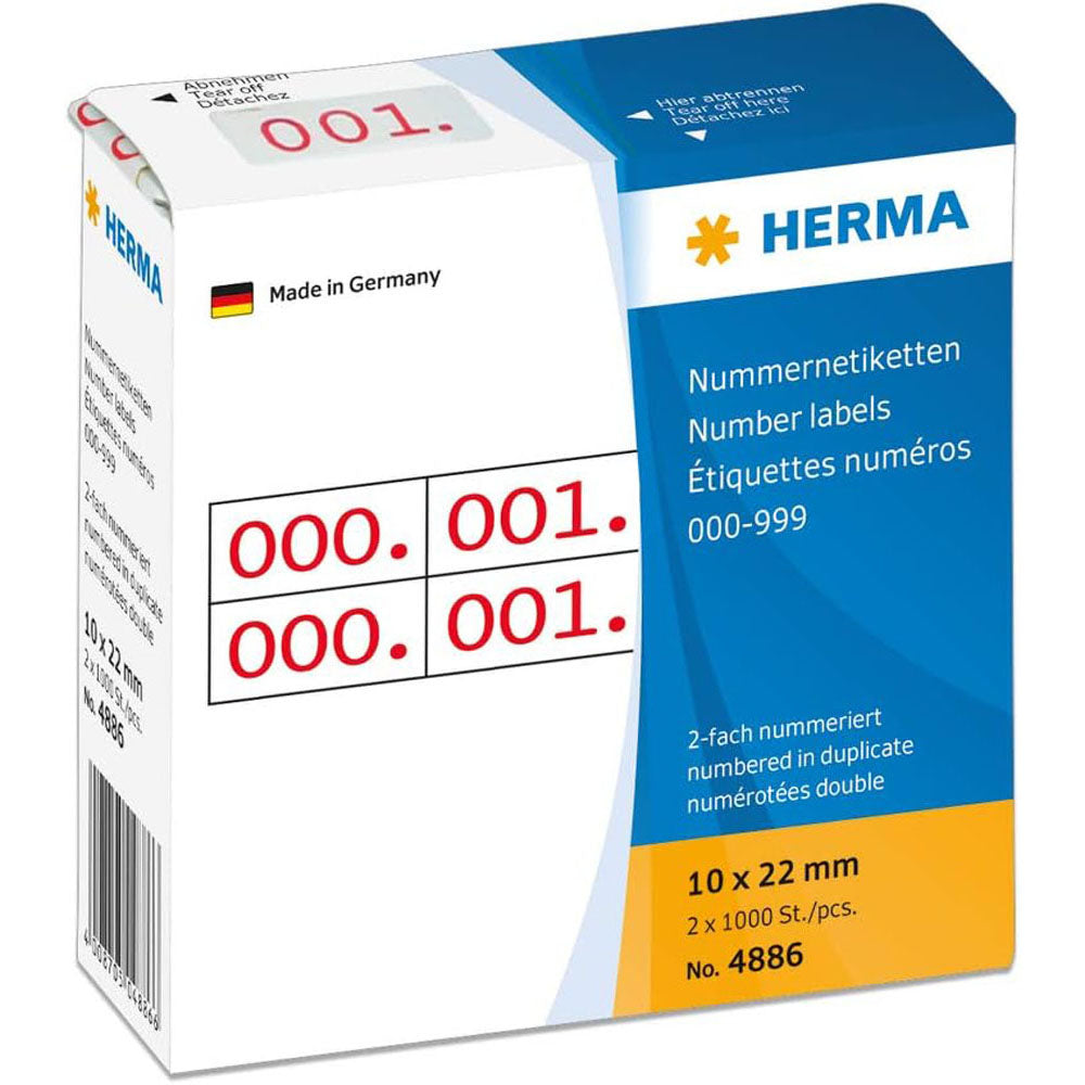 Herma -lim nummeretiketter (10x22mm)