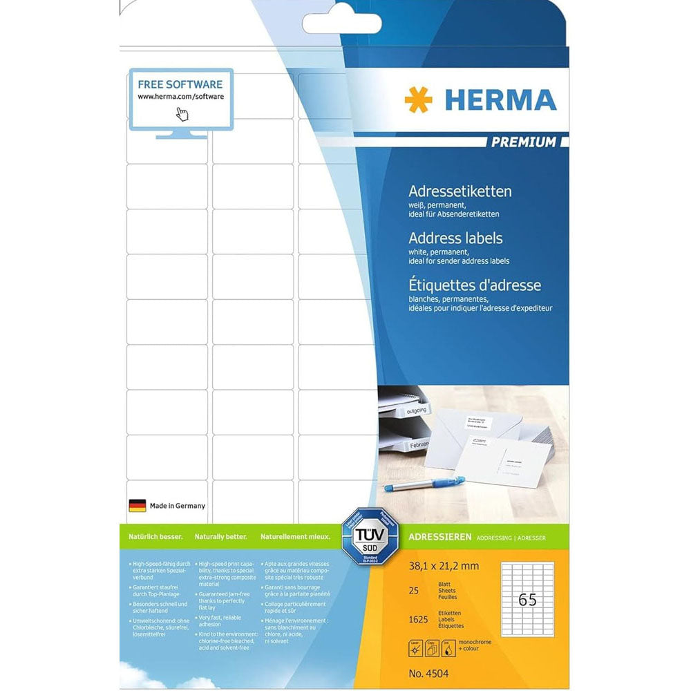 Herma Premium -adressetiketter A4 38,1mm 25 st