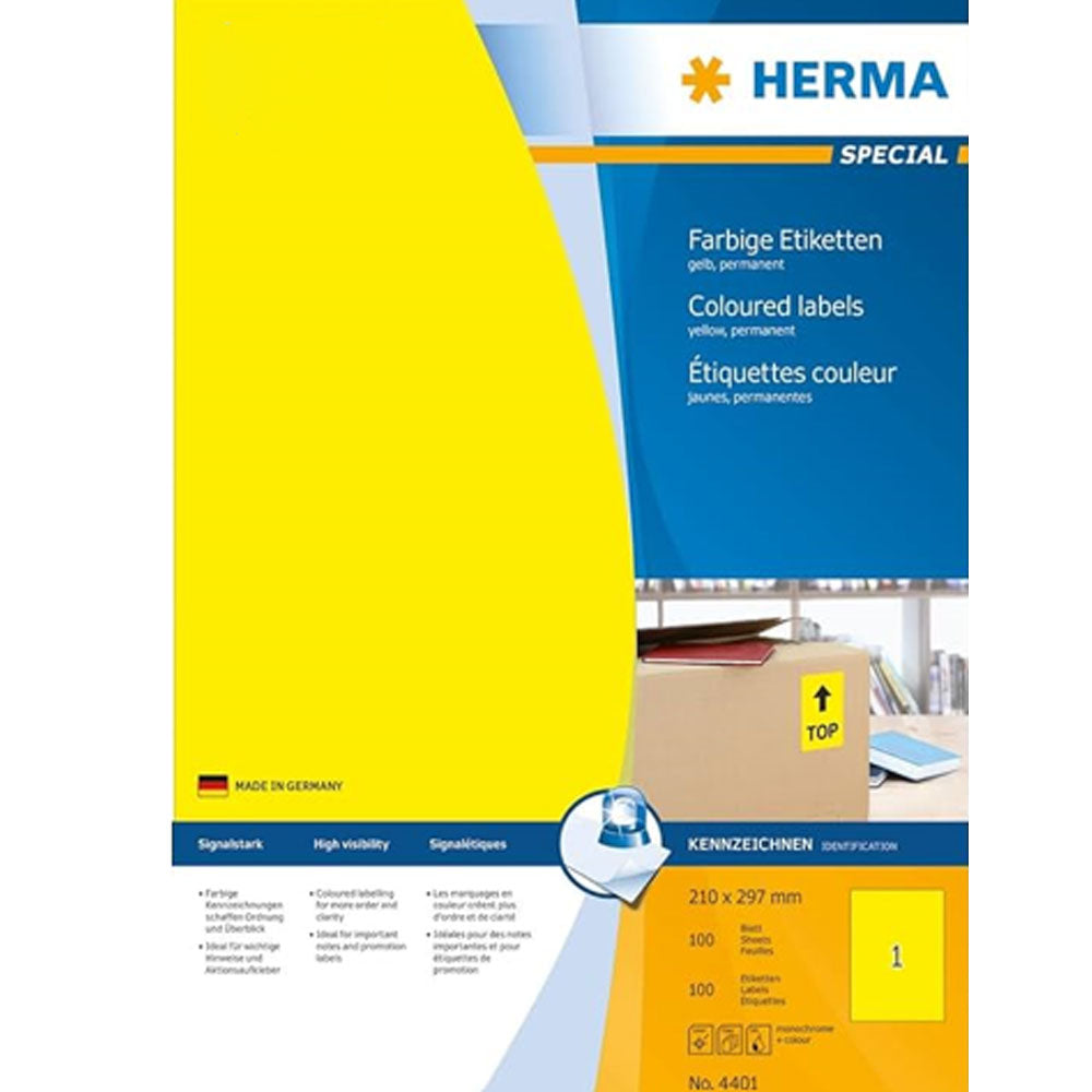 Herma Colored Etiketter A4 100 st (210x297mm)