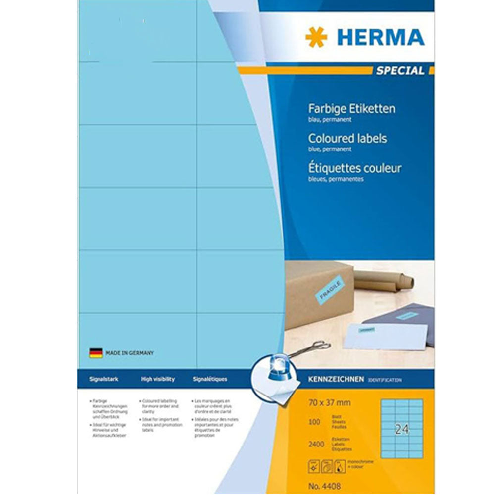 Herma farvede etiketter A4 100pc (70x37mm)