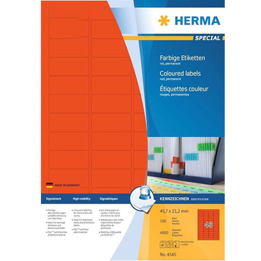 Etykiety w kolorze Herma A4 100pc (45,7 x 21,2 mm)