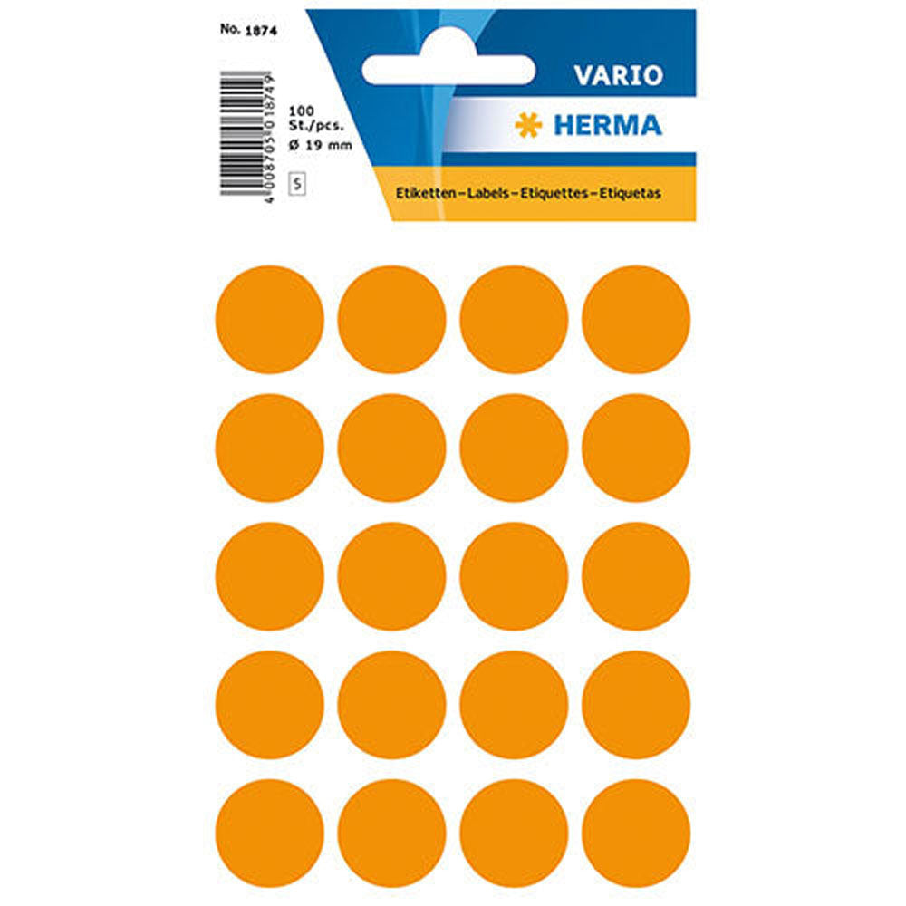 Herma Luminous Round Sticker Labels (Orange)