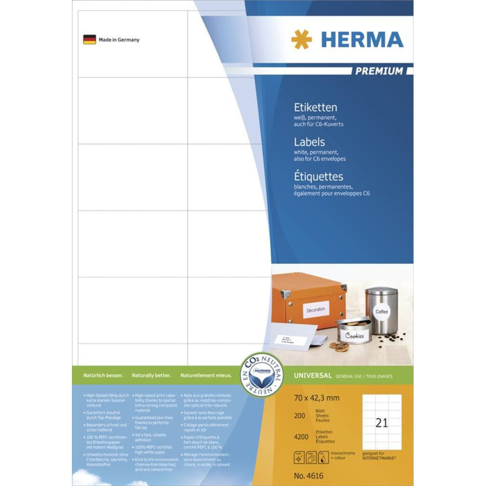 Herma Premium Etyels A4 70 mm 200pc