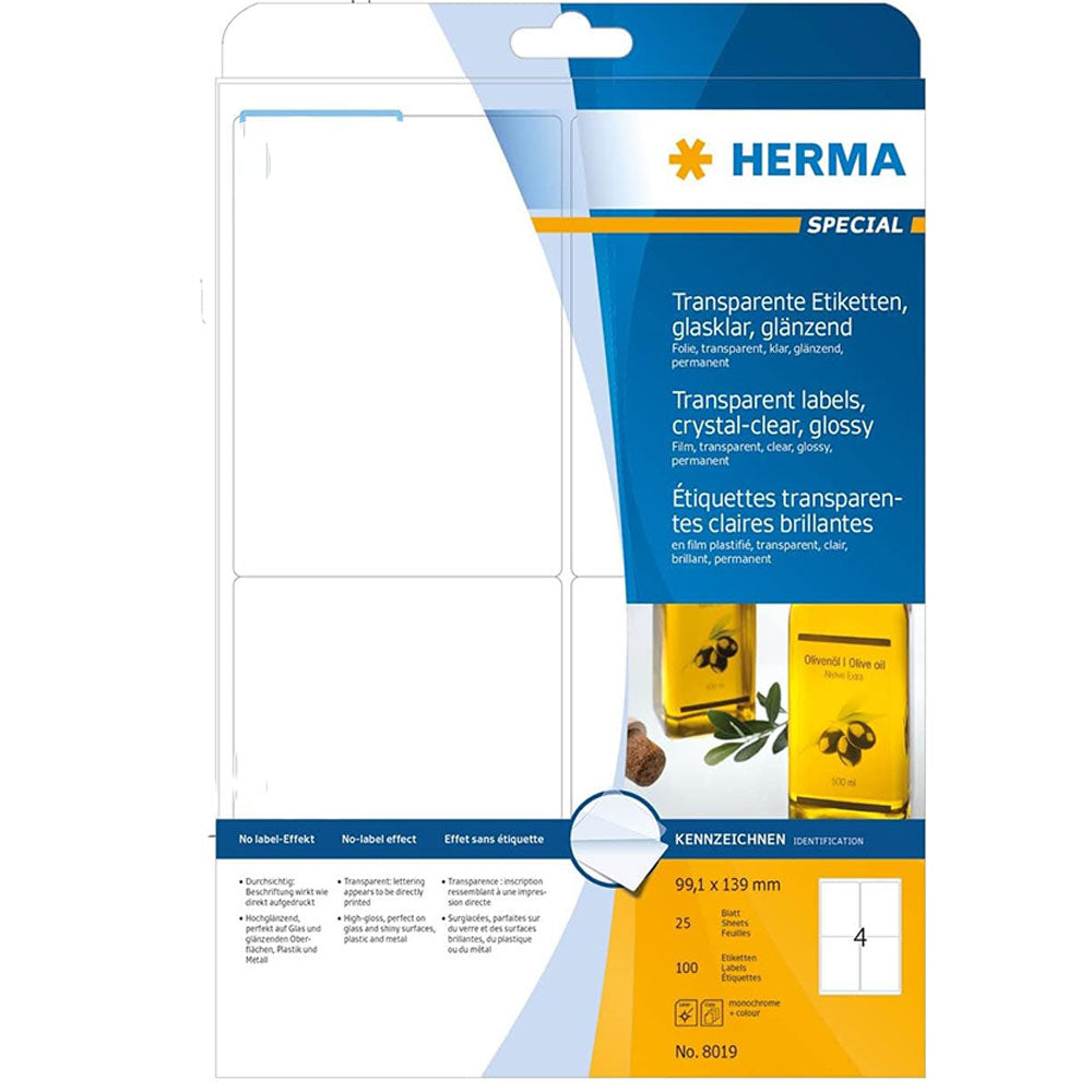 Herma Gennemsigtige krystalklare etiketter A4 25pc