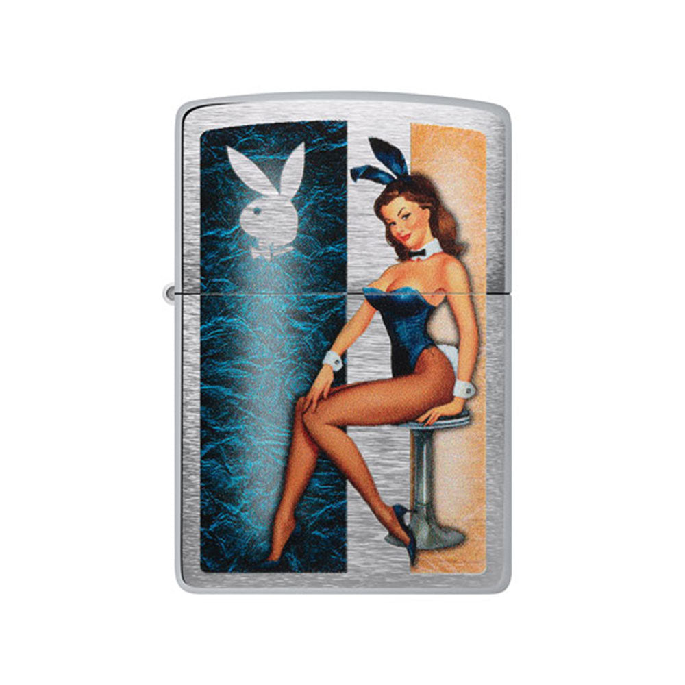 Zippo Playboy cepillado cromado a prueba de viento