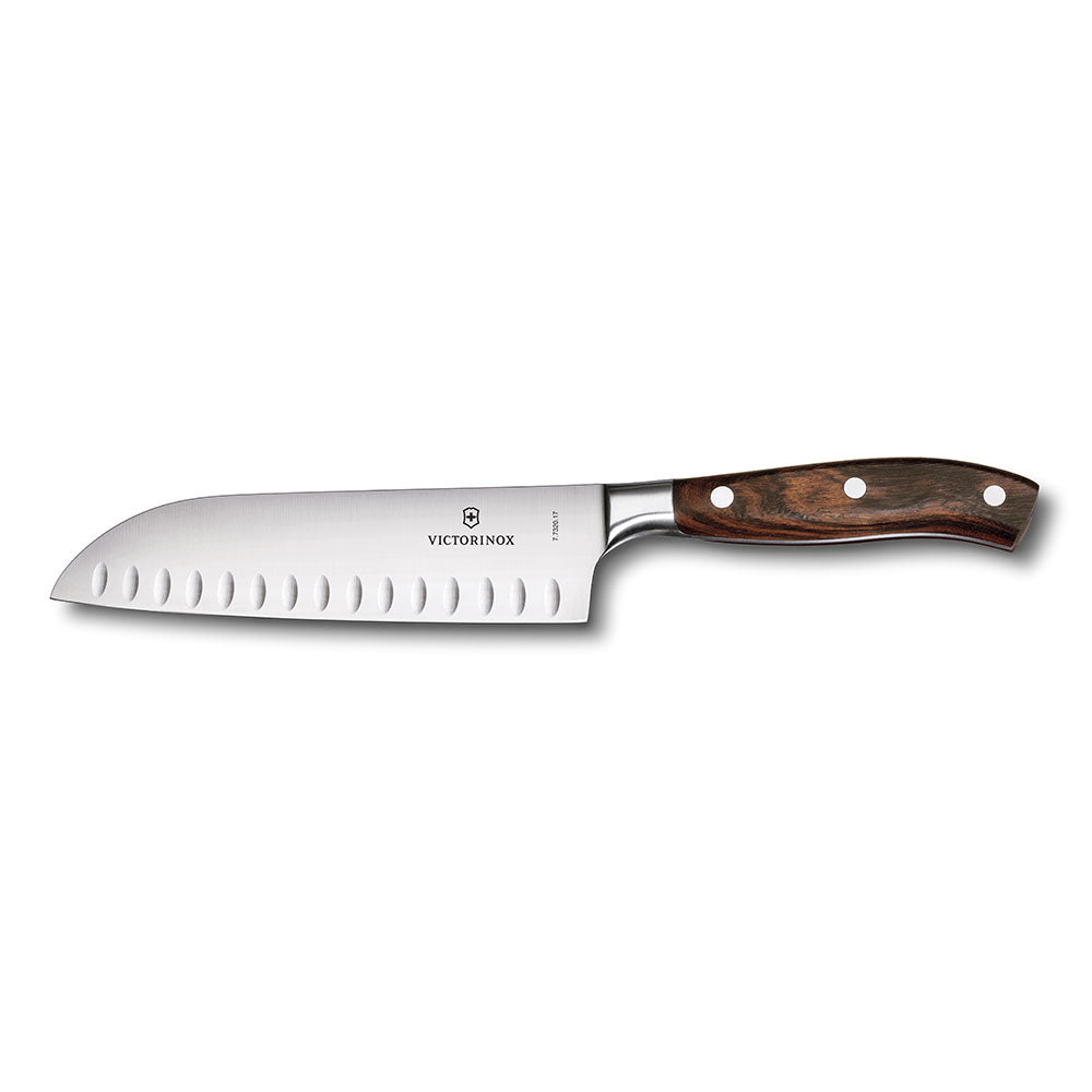 Victorinox Fluted Edge Santoku Knife with 3 Rivet Rosewood