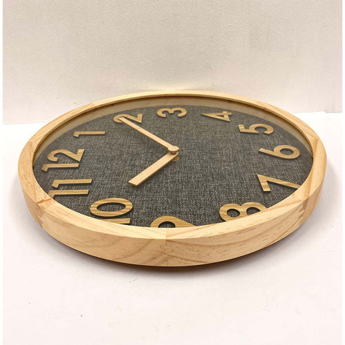 Linen Dial Wooden Wall Clock with Mute Mode Feature