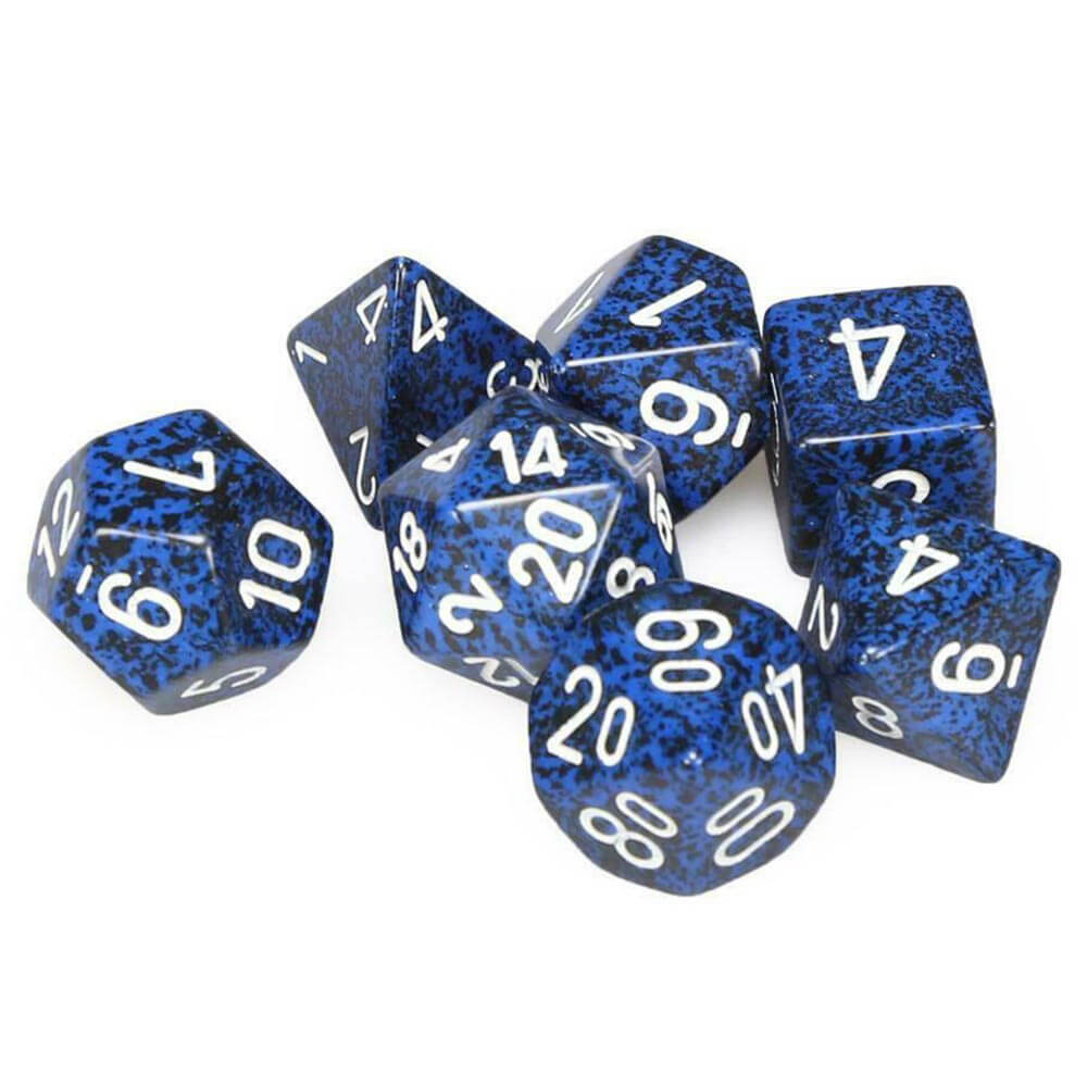 D7 Die set dobbelstenen gespikkeld poly (7 dobbelstenen)