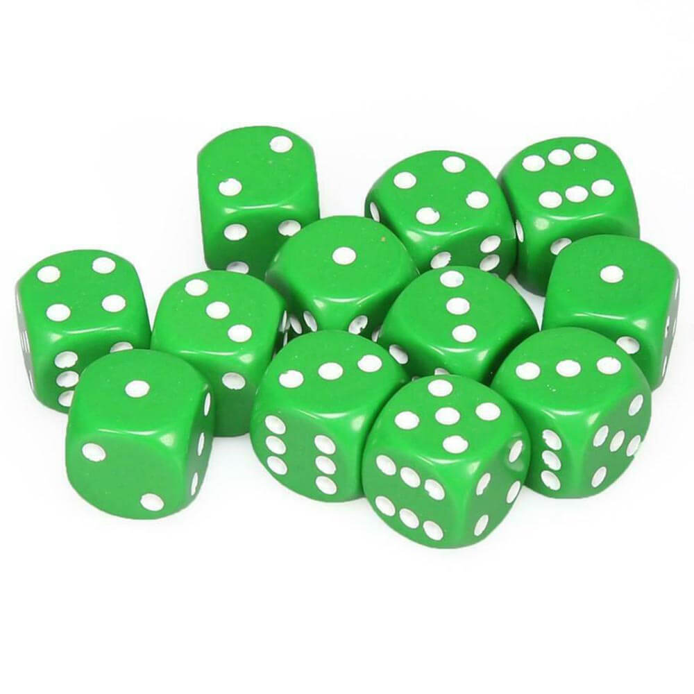 D6 Dice Opaque 16 mm (12 dés)