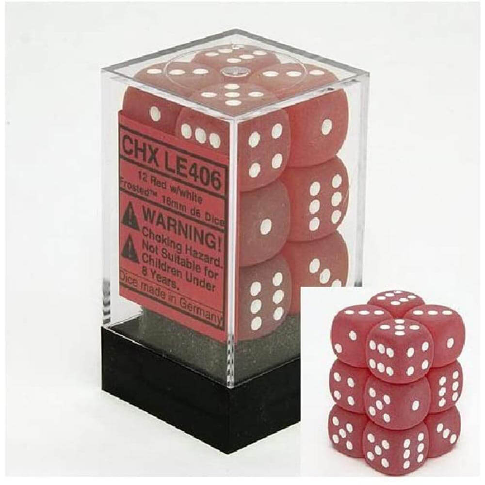 D6 DICE Folhed 16mm (12 dados)