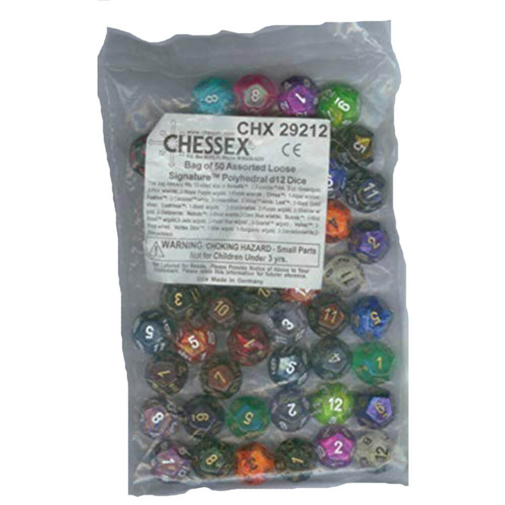 D12 terninger assortert løs polyhedral (50 terninger)