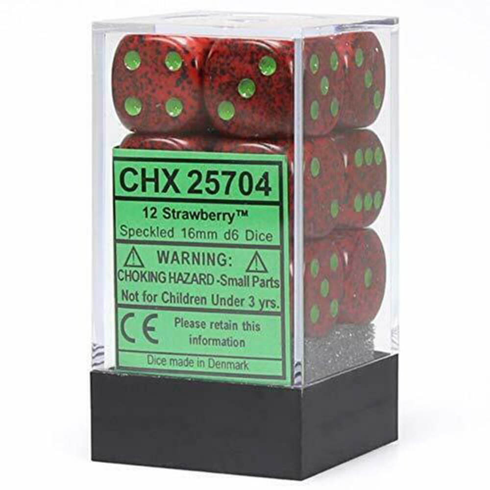 D6 Dice moucheté 16 mm (12 dés)