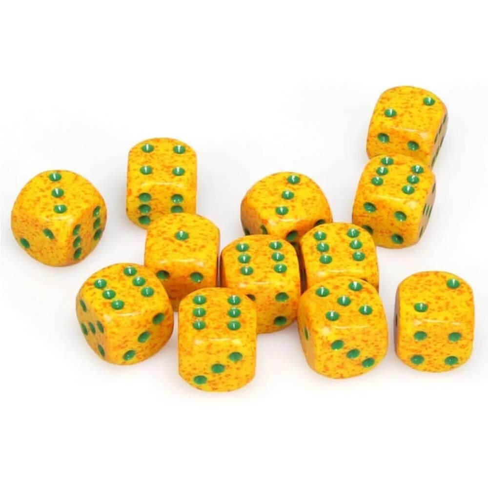 D6 DICE SPECKLADED 16mm (12 dados)