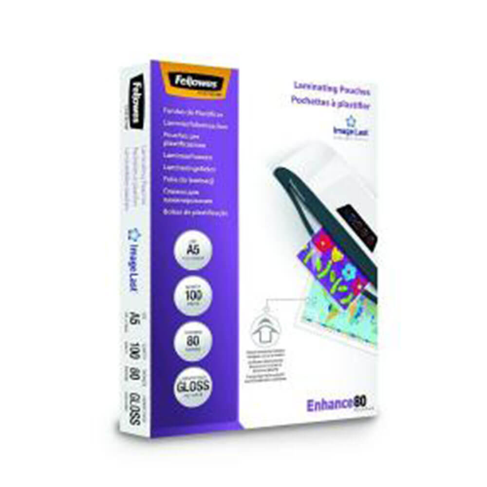 Borsine di laminazione Fellowes 80 micron gloss 100pk