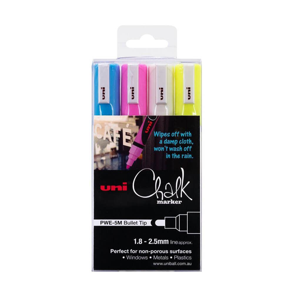 Uni Chalk Marker 1,8x2,5mm Bullet Tip Assorted