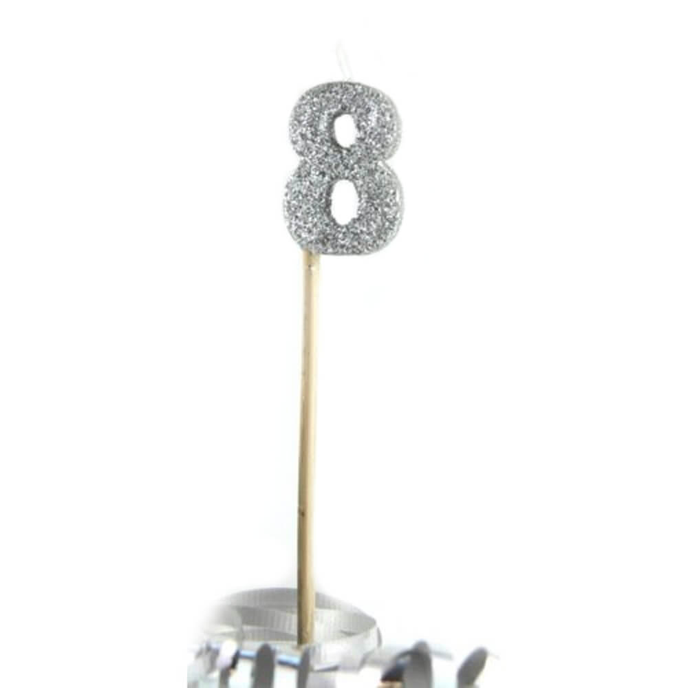 Alpen Glitter Long Stick Candle (Silver)