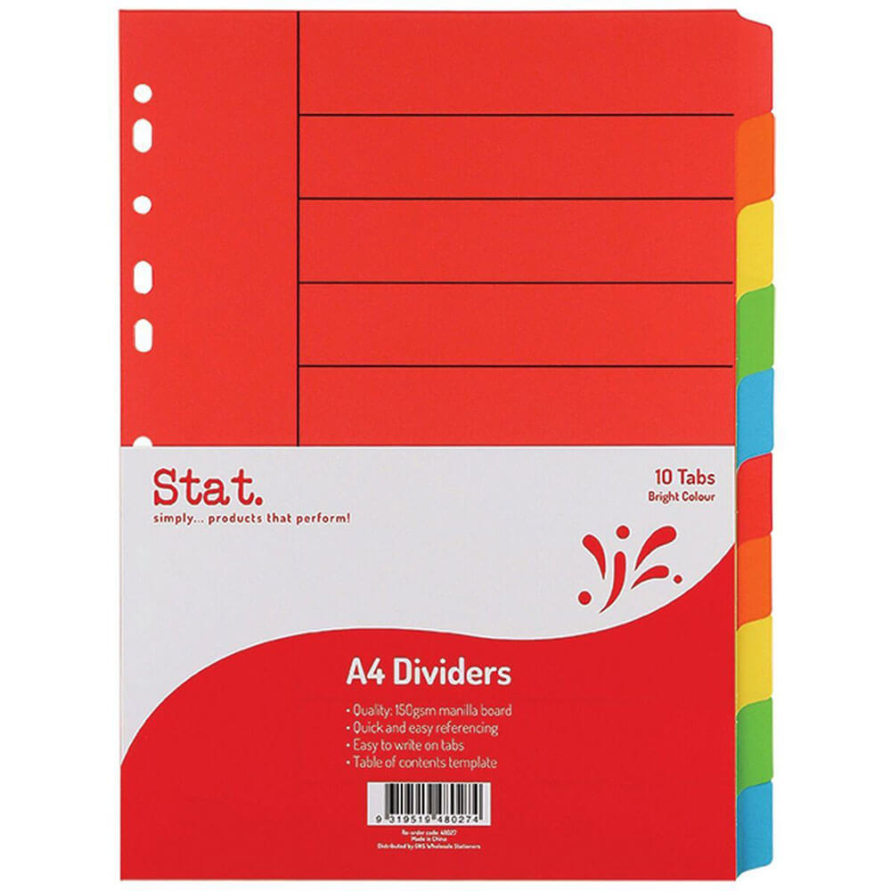 STAT MANILLA DIVIDERS A4 (jasne kolory)