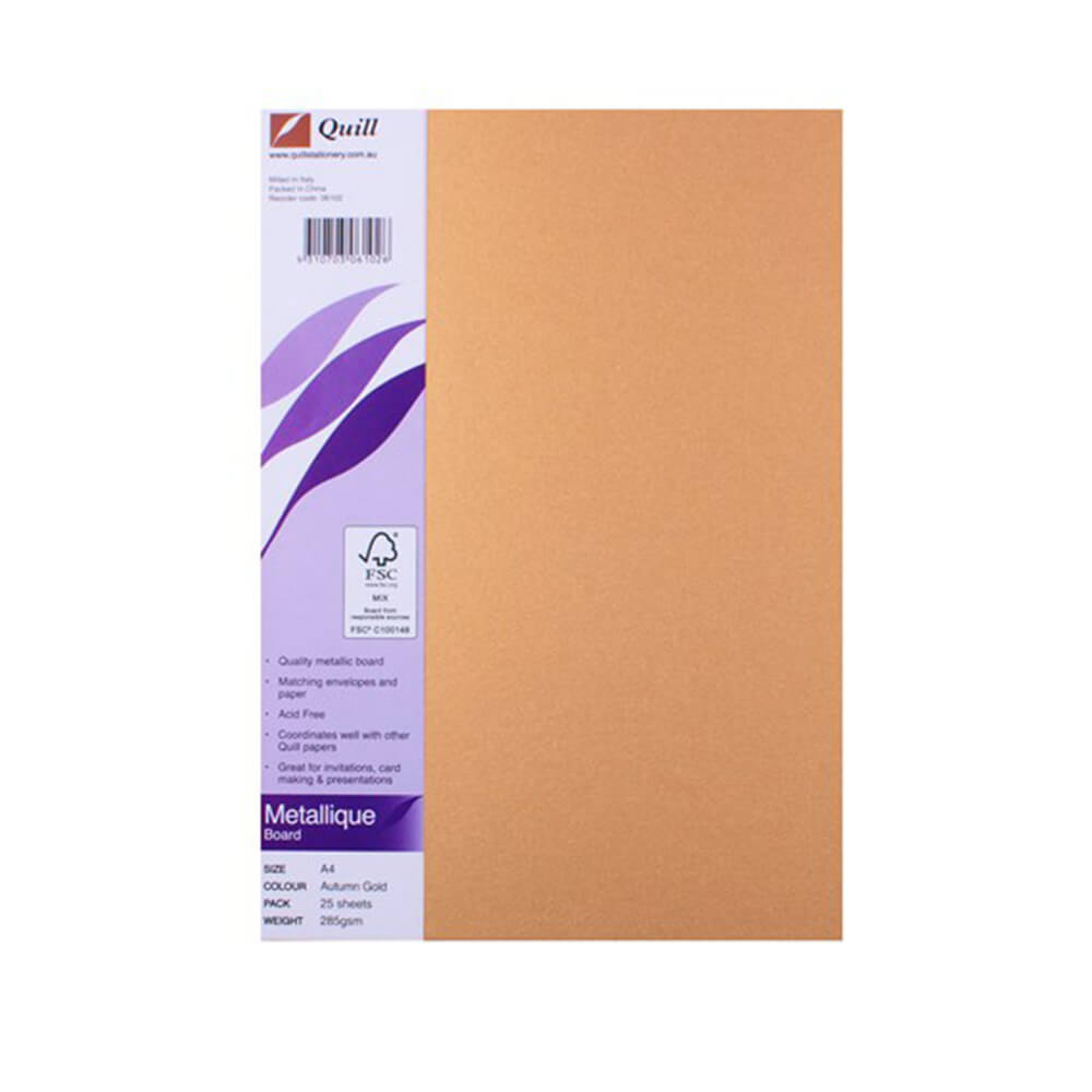 Quill A4 Metallique Board 285GSM (paczka 25)