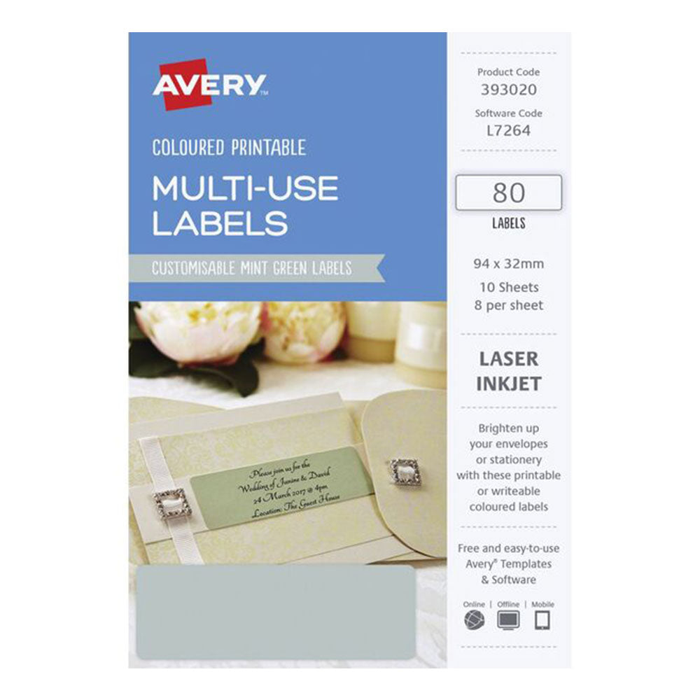 Rótulo de laser retangular Avery 80pcs (94x32mm)