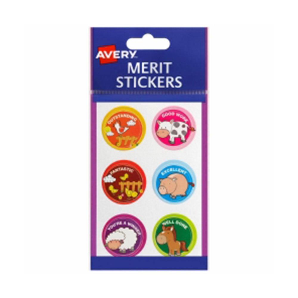 Avery Permanentes Round Animals Merit Stickers 96pcs