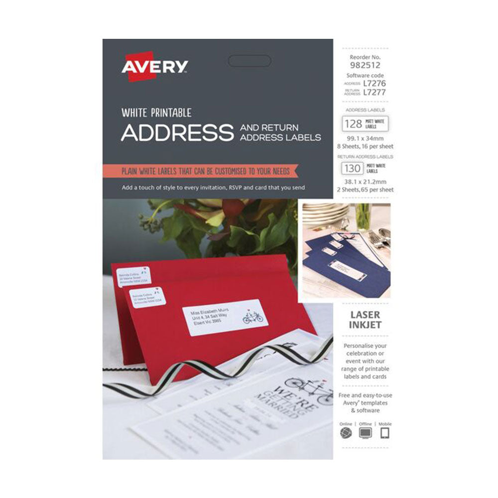 Avery afdrukbaar adres en retouretiketkit