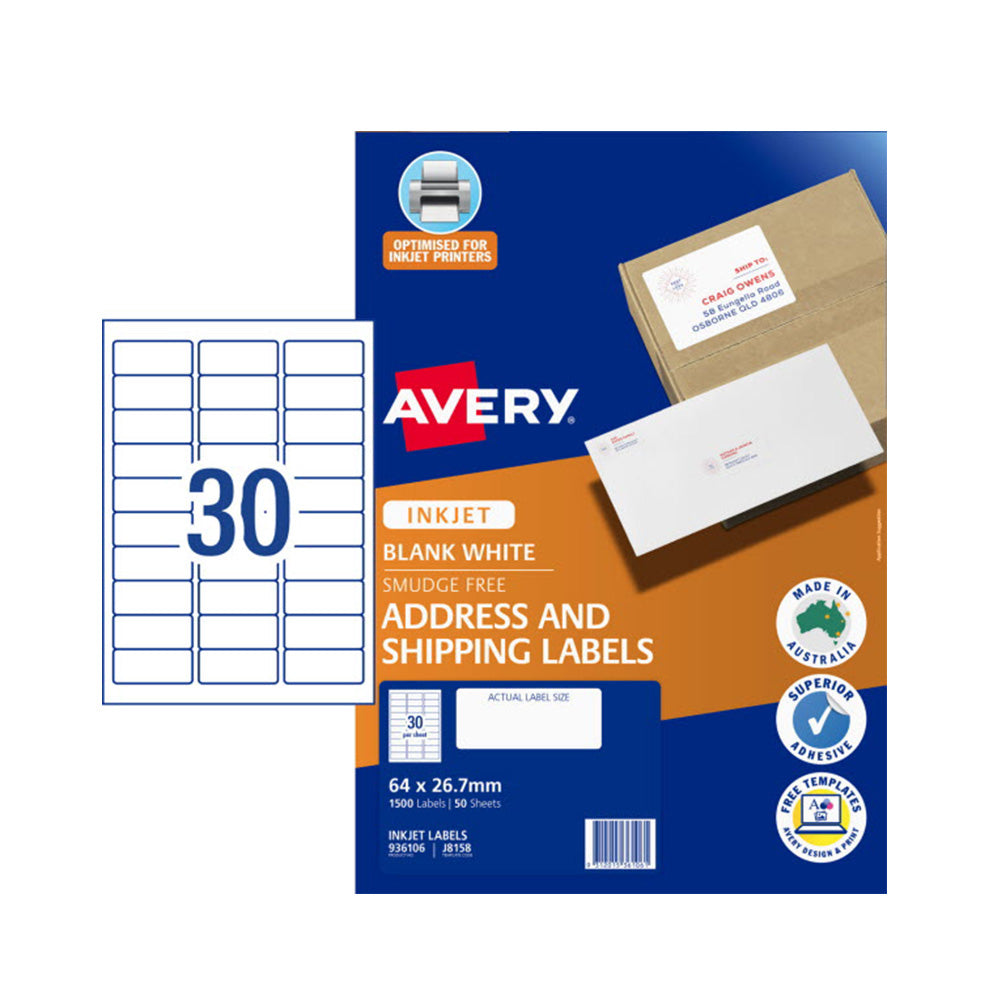 Avery Quick Peel Jet Rótulo de jato 50pcs