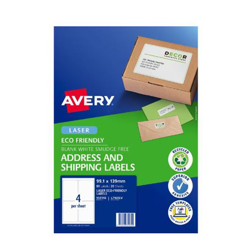 Avery Laser Eco Friendly Shipping Etiqueta 20pcs