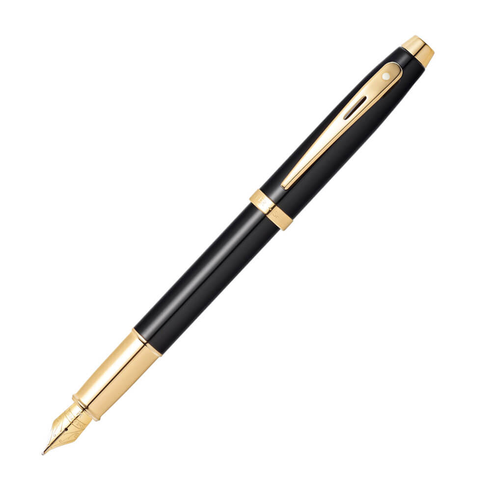 Sheaffer 100 svart lack w/ guld fontänpenna