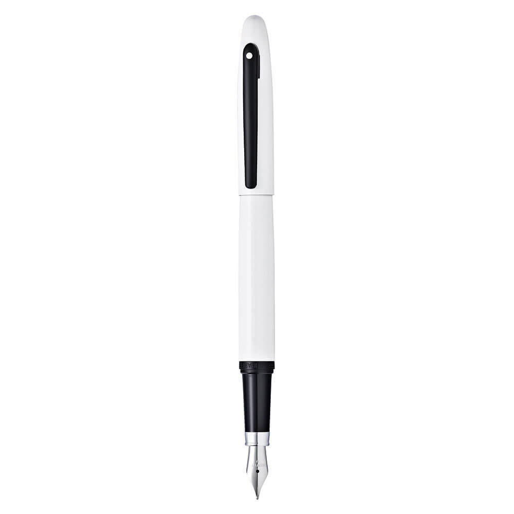 Sheaffer VFM White Lanquer i Black Fountain Pen