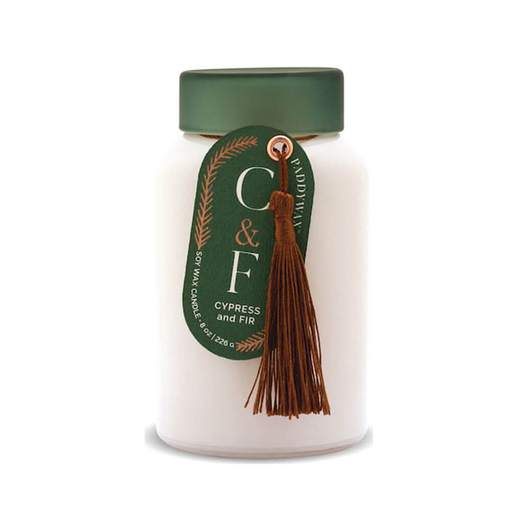 Cypress & sapin bougie avec couvercle vert foncé 8oz