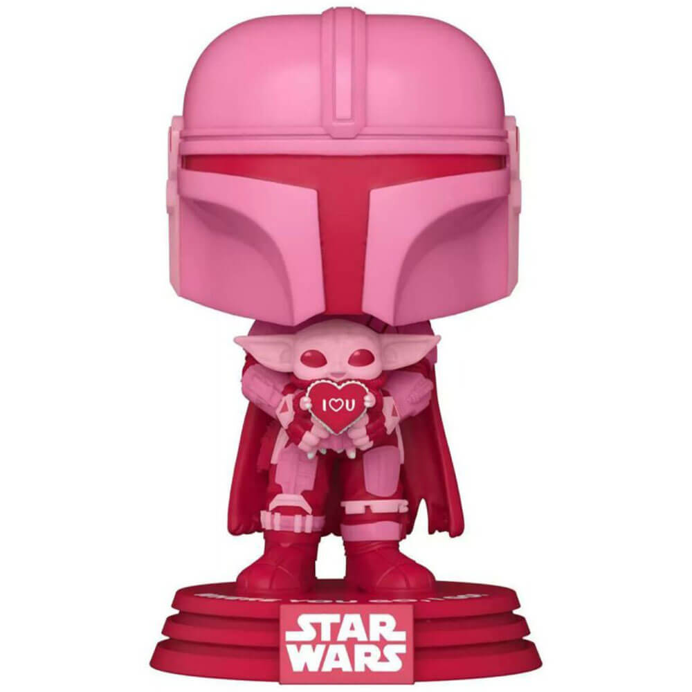 Star Wars The Mandalorian w/ Grogu Valentine Pop! Vinyl