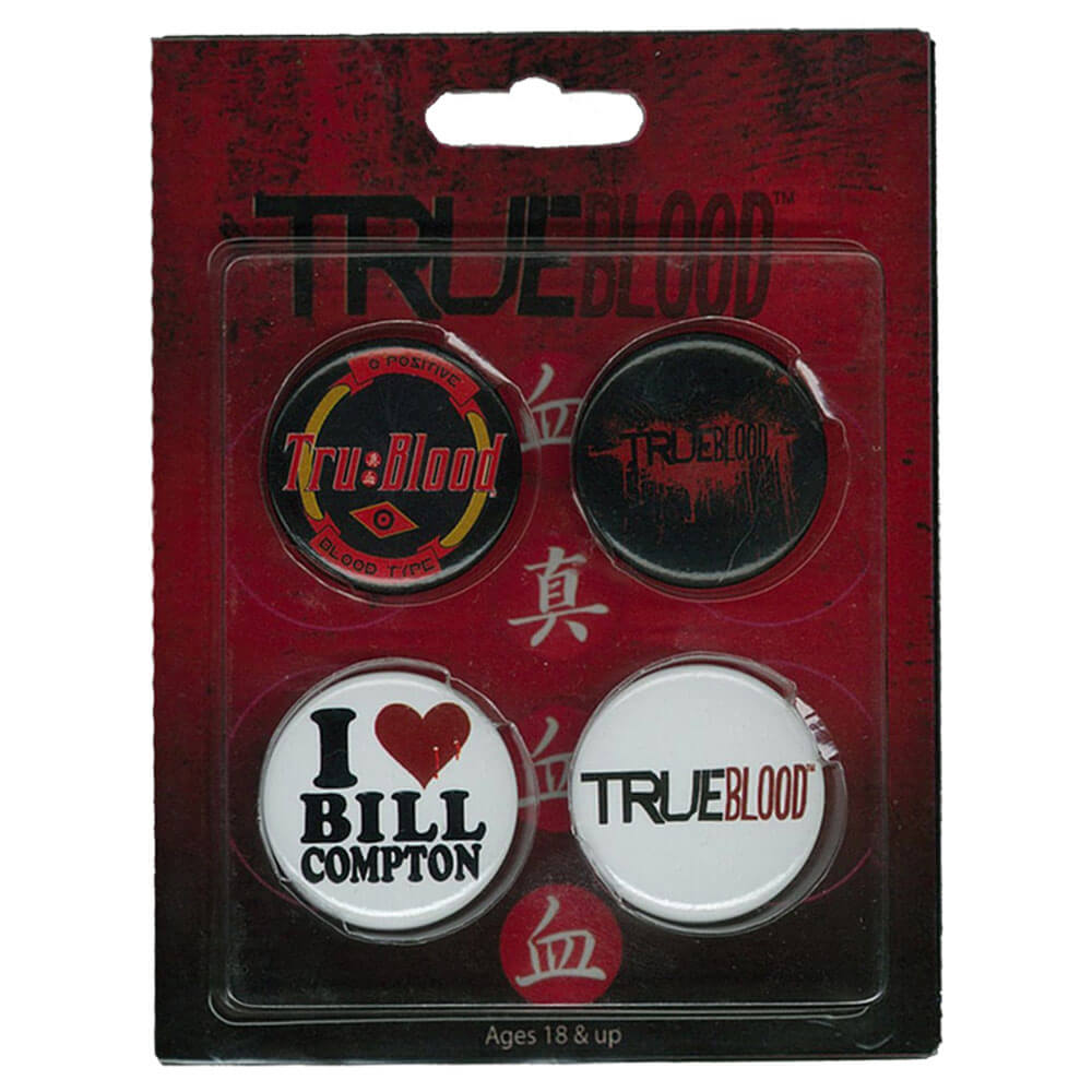 True Blood Pin-Set, 4 Stück