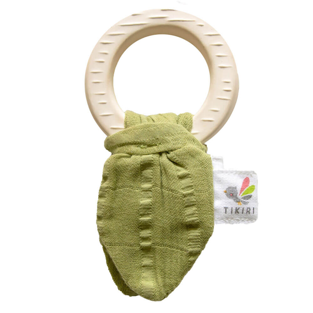 Tikiri Natural Rubber Teether with Muslin Tie