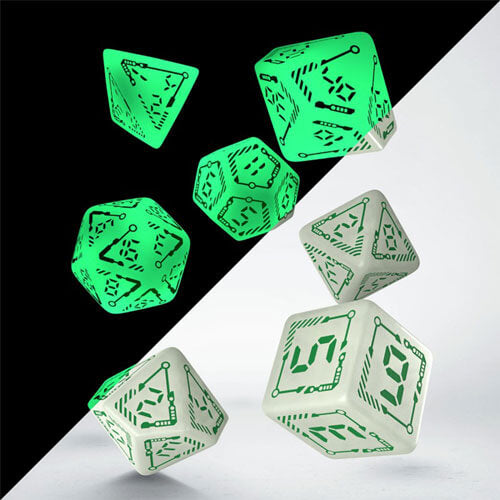 Q Workshop "Digital" Glowing Dice Set of 7