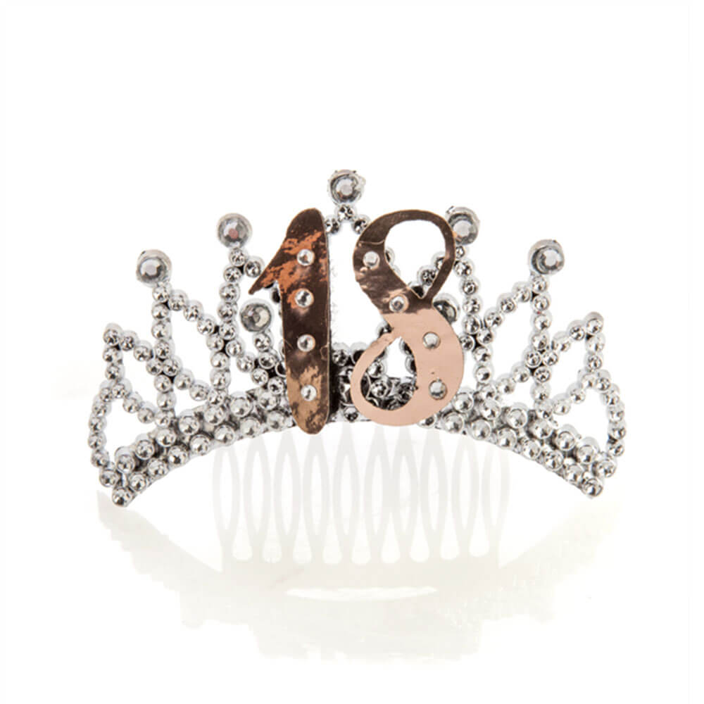 Tiara de oro rosa y plata