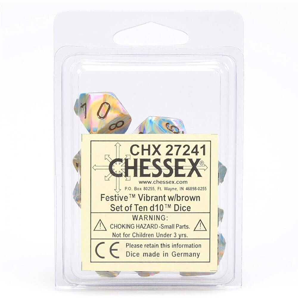 Chessex D10 Polyhedral 10-die świąteczny zestaw