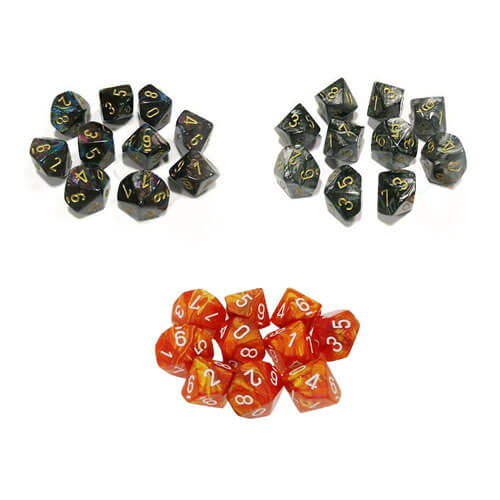 Chessex D10 Polyhedral 10-Die Lustrous Set