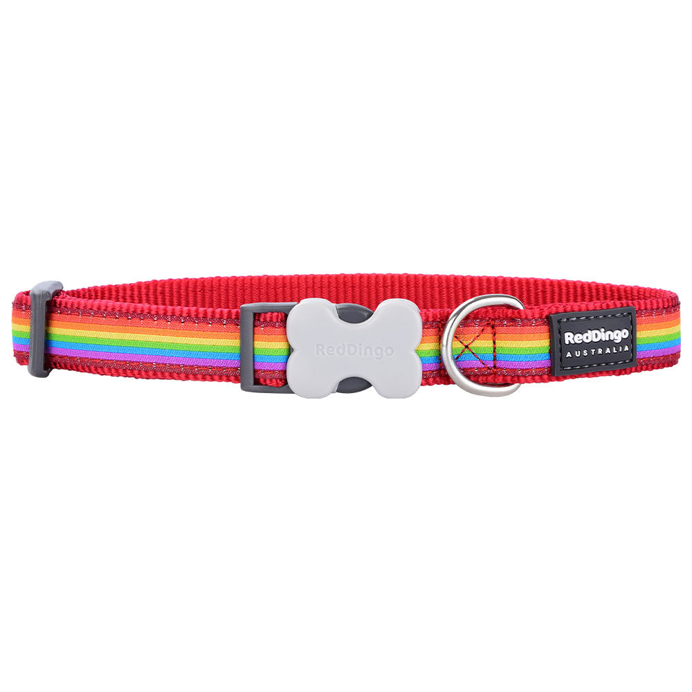 Dog Collar with Rainbow Design (Red)